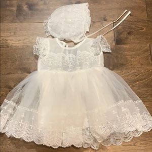 Lace Organza White Christening Gown NWOT